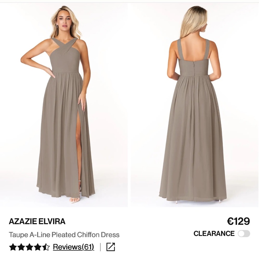 Azazie Taupe Chiffon Elvira Dress